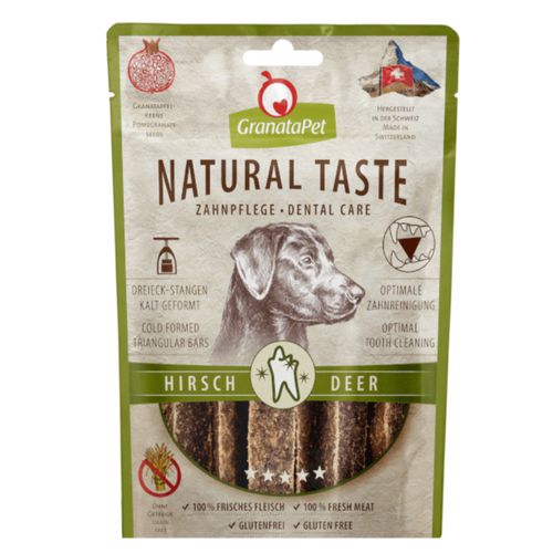 GranataPet Natural Taste Dental Care Snack Deer 70g - naturalne mięsne przysmaki dentystyczne dla psa, paski z jelenia