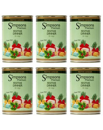 Simpsons Premium Festive Dinner - mokra karma dla psa, świąteczne danie z indykiem, kaczką i gęsią - 6x 400g