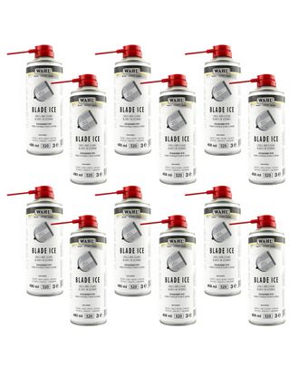 Wahl Blade Ice Spray 4w1 - preparat do chłodzenia, czyszczenia, oliwienia i ochrony ostrzy - Zestaw 12x400ml
