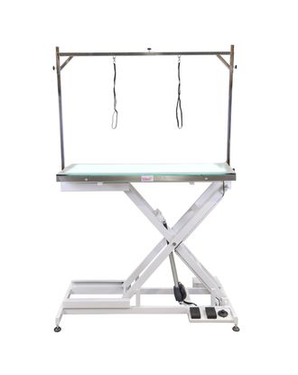 Blovi Luminous 120x65cm - profesjonalny stół groomerski z podnośnikiem elektrycznym i podświetlanym, szklanym blatem LED