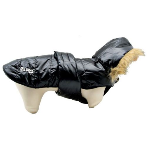 Doogy EasyFit - kurtka dla psa zapinana na grzbiecie, z odpinanym kapturem, czarna
