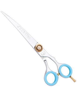 P&W Stiletto Curved Scissors - solidne nożyczki groomerskie gięte z łożyskiem kulkowym, ściętymi krawędziami i szerokimi ostrzami