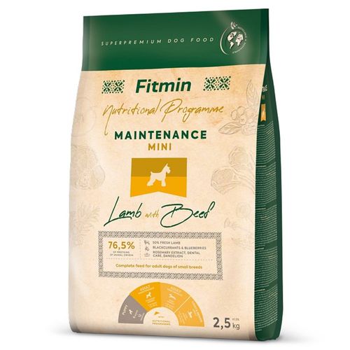 Fitmin Maintenance Mini Lamb & Beef 2,5kg - pełnowartościowa karma dla dorosłych psów małych ras, jagnięcina z wołowiną