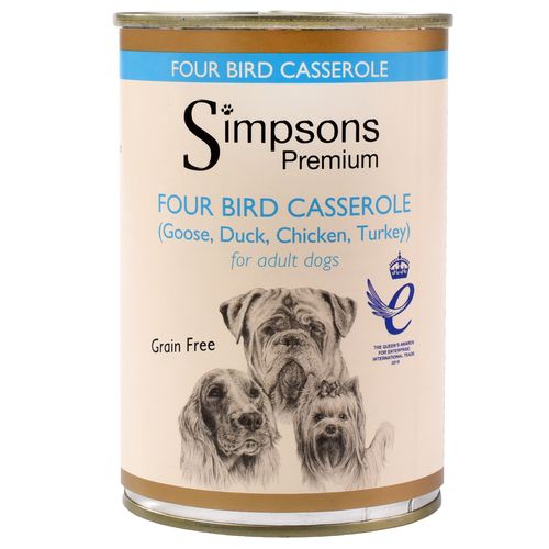 Simpsons Premium Four Bird Casserole - mokra karma dla psa, z drobiem i warzywami, bez zbóż