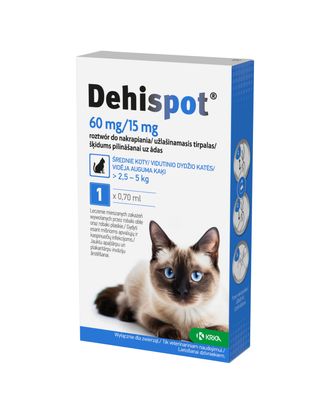 Dehispot 60mg/15mg - krople dla kota na pasożyty wewnętrzne, dla kotów o wadze 2,5-5kg
