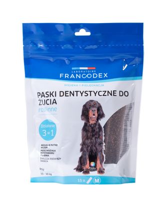 Francodex Dental Chews 15szt. - przysmaki dentystyczne dla psów średniej wielkości, usuwające kamień i brzydki zapach z pyska