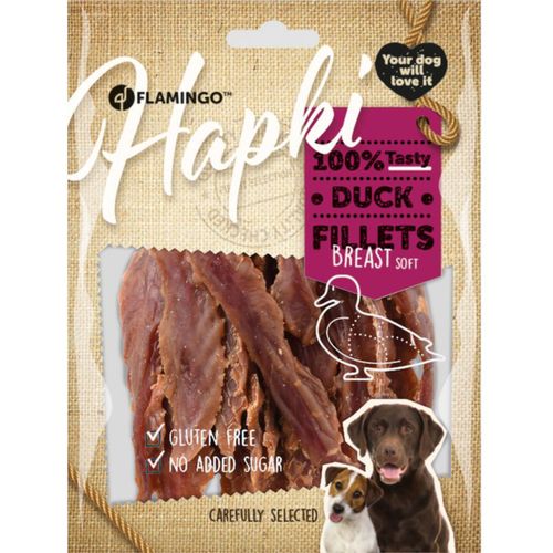 Flamingo Hapki Soft Duck Fillets 170g -  miękkie przysmaki dla psa, suszona kaczka