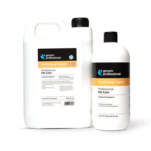 Groom Professional Fast Dri Spray Tropical - preparat redukujący czas suszenia sierści o 50%, o zapachu tropikalnym