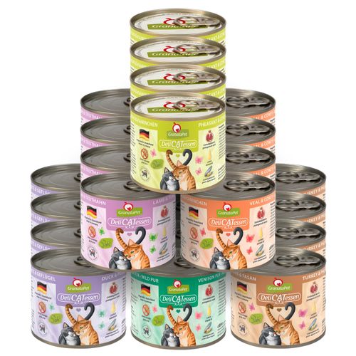 Zestaw karm GranataPet DeliCatessen 24x 200g - bezzbożowa mokra karma dla kota, mix 6 smaków, zestaw 2
