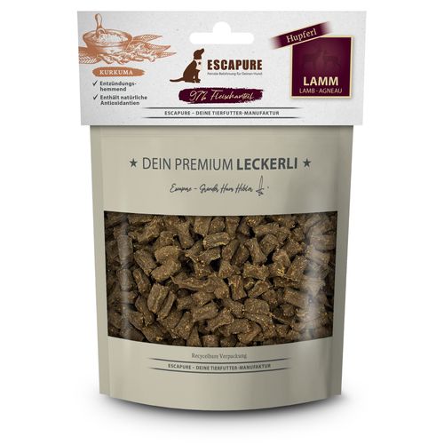 Escapure Premium Hupferl Lamm mit Kurkuma 150g - naturalne przysmaki dla psa, jagnięcina z kurkumą