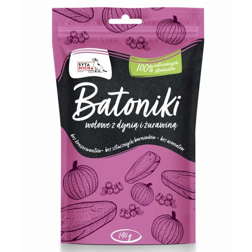 Syta Micha Batoniki wołowe z dynią i żurawiną, przysmaki dla psa 140g