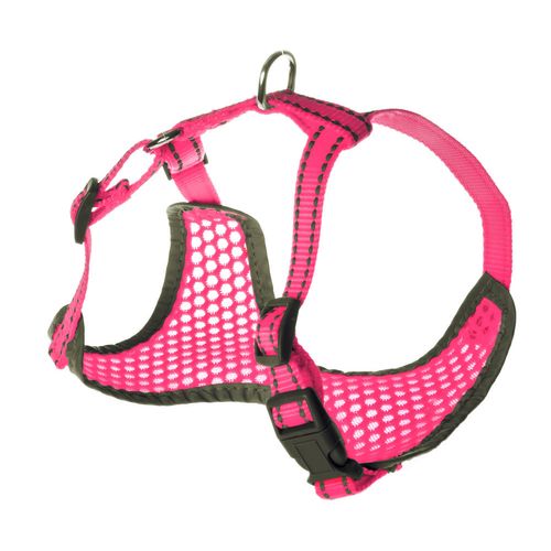 Record Fluo Pink Harness - przewiewne szelki z siatki dla psa, z odblaskami, różowe