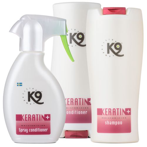 K9 Keratin+ Moisturizing Set - zestaw kosmetyków z keratyną, regenerująco-nawilżający sierść psa i kota