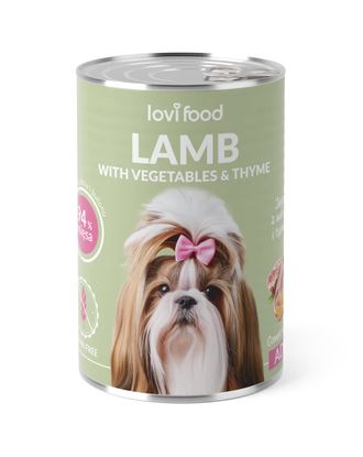 Lovi Food Lamb with Vegetables - monobiałkowa mokra karma dla psa, z jagnięciną, warzywami i tymiankiem - 6x 400g