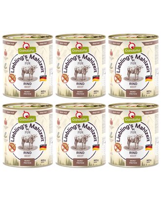 GranataPet Beef Pur - monoproteinowa bezzbożowa mokra karma dla psa, wołowina - 6x 800g