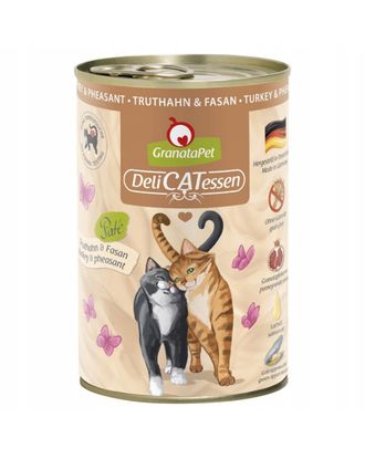 GranataPet DeliCatessen Turkey & Pheasant - bezzbożowa mokra karma dla kota, indyk i bażant - 400g