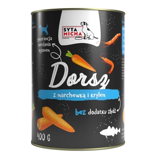 Syta Micha dorsz z marchewką i krylem 400g - mokra karma bezzbożowa dla dorosłego psa