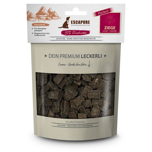 Escapure Premium Fleckerl Ziege mit Heilerde 150g - naturalne przysmaki dla psa w kształcie łazanek, kozina z glinką leczniczą