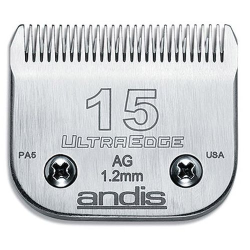 Ostrze Andis UltraEdge nr 15 do skracania sierści na długość 1,2mm. Wykonane z wysokiej jakości stali, może współpracować z nasadkami dystansowymi.