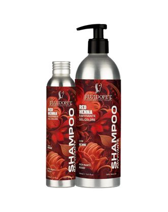 FluidoPet Henna Natural Shampoo - profesjonalny szampon podbijający czerwony, rudy, mahoniowy, złoty, brązowy kolor sierści, koncentrat 1:20