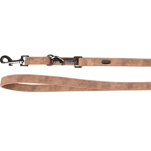 Flamingo Training Leash Delu Brown - przepinana smycz dla psa, z eko-skóry, brązowa, 205cm