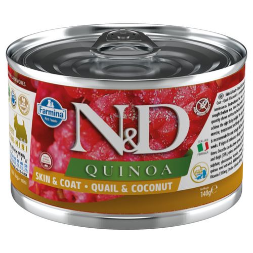 Farmina N&D Quinoa Skin & Coat Quail - karma dla dorosłych psów z problemami skórnymi, z przepiórką, komosą ryżową i kokosem