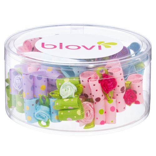 Blovi Bows Dots Rose 25szt. - eleganckie kokardki w kolorowe kropki z różyczką, na gumce, dla psa