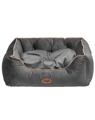 Biglo Bed Velur Love Lux Dark Grey - welurowe legowisko dla psa i kota, z lamówką ciemnoszare