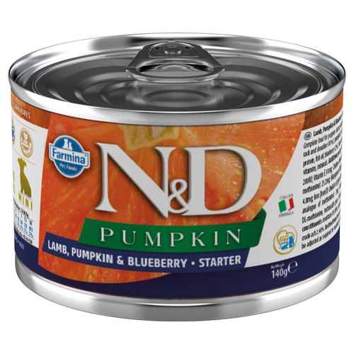Farmina ND Pumpkin Lamb & Blueberry Starter - pełnowartościowa, bezzbożowa karma dla szczeniąt w okresie odsadzenia, z jagnięciną, dynią oraz borówkami