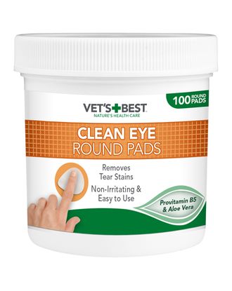 Vet's Best Clean Eye Round Pads 100szt. - jednorazowe czyściki do oczu zwierząt domowych, z aloesem i prowitaminą B5