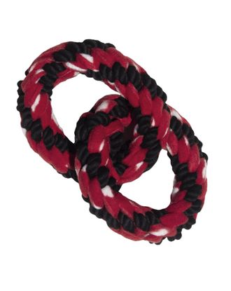 KONG Signature Rope Double Ring Tug - elastyczny szarpak dla psa, pierścienie z polaru i bawełny