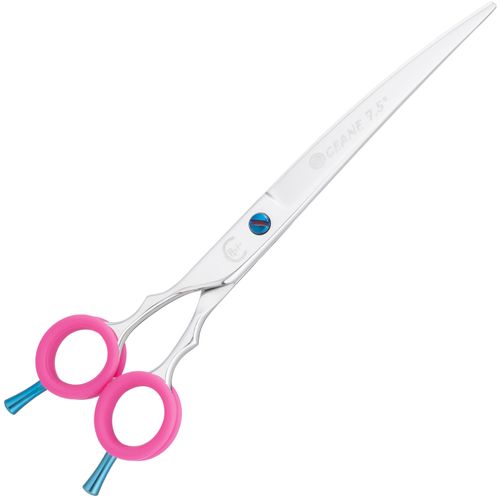 P&W Oceane Titanium Lefty Curved Scissors - profesjonalne nożyczki groomerskie dla osób leworęcznych, gięte
