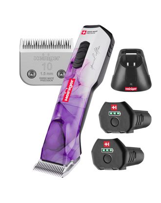 Heiniger Opal Special Edition Clipper - profesjonalna, dwubiegowa, cicha maszynka bezprzewodowa z silnikiem bezszczotkowym i ostrzem nr 10, dwa akumulatory