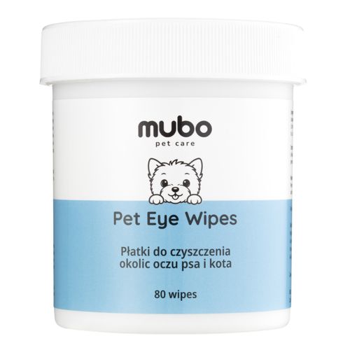 Mubo Pet Eye Wipes 80szt. -  jednorazowe płatki do okolic oczu psa i kota, nasączone płynem czyszczącym