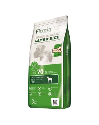 Fitmin Medium/Maxi Lamb & Rice 3kg - pełnowartościowa  monoproteinowa karma dla psów średnich, dużych oraz olbrzymich ras, z jagnięciną i ryżem