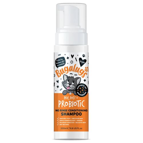 Bugalugs Pre, Post + Probiotic No Rinse Conditioning Shampoo for Cats 200ml - probiotyczny szampon dla kota bez spłukiwania