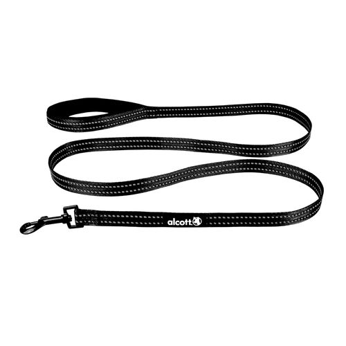 Alcott Adventure Leash 180cm Black - odblaskowa smycz taśmowa dla psa, czarna