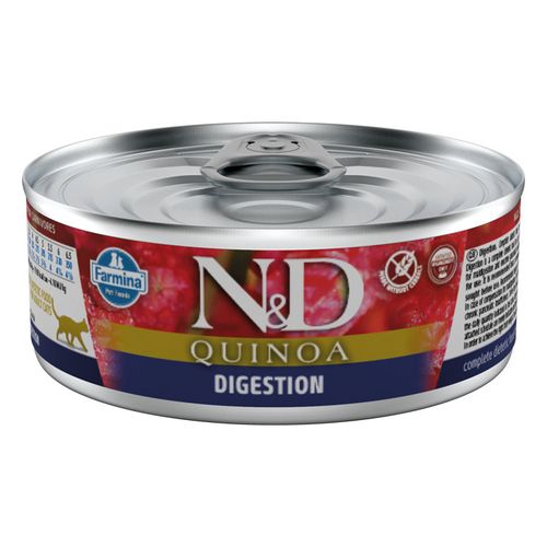 Farmina N&D Quinoa Cat Digestion 80g - bezzbożowa, mokra karma dla kotów dorosłych, wspierająca układ pokarmowy, z jagnięciną i komosą ryżową