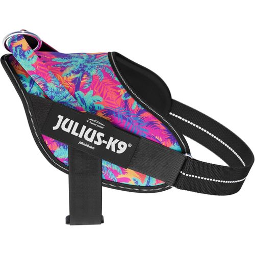 Julius-K9 Power & More Harness Vibe - szelki dla psa z adaptacyjnym pierścieniem do smyczy, wzór w palmy