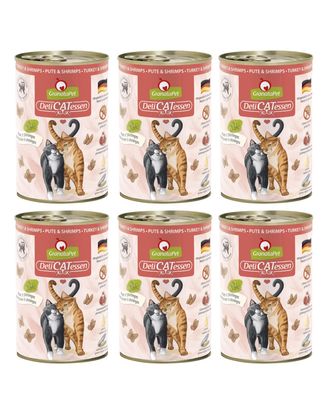 GranataPet DeliCatessen Turkey &amp; Shrimps - bezzbożowa mokra karma dla kota, indyk i krewetki - 6x 400g