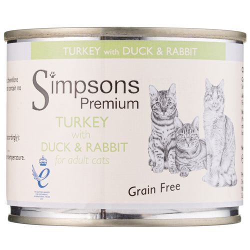 Simpsons Premium Cat Turkey, Duck & Rabbit - bezzbożowa mokra karma dla kota, indyk, kaczka i królik - PROMOCJA ze względu na datę najlepiej spożyć przed 10.06.2025