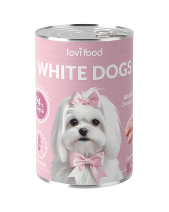 Lovi Food White Dogs Rabbit&Turkey & Chamomile 400g - mokra karma dla białych psów, królik z indykiem, cukinią i rumiankiem