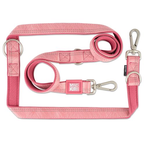 Max&Molly Multi Function Leash Matrix 2.0 Rose - przepinana smycz dla psa, odblaskowa, pastelowy różowy