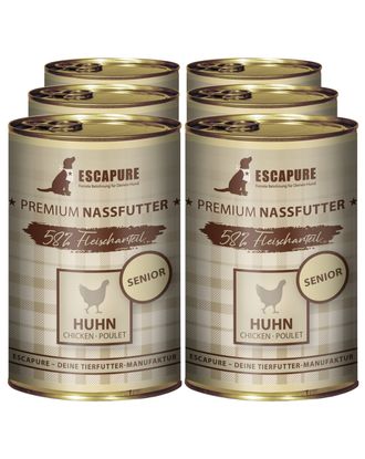 Escapure Senior Huhn - mokra karma dla psa seniora, kurczak z warzywami - 6x 400g