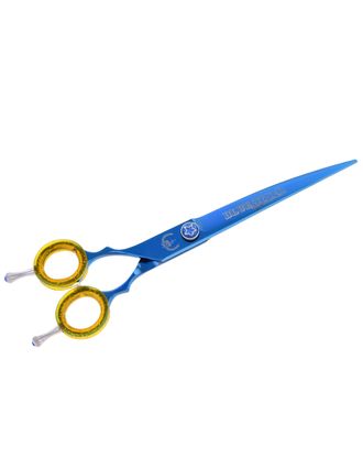 P&W Blue Star Titanium 7,5" Curved Left Scissors - nożyczki do strzyżenia zwierząt dla osób leworęcznych, gięte