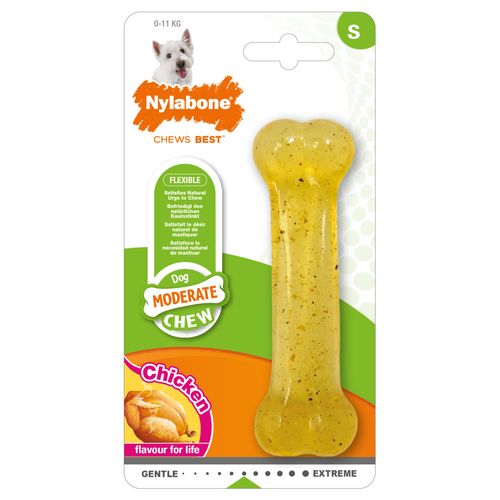 Nylabone Moderte Chicken Bone S - elastyczny gryzak dla małego psa, o smaku kurczaka