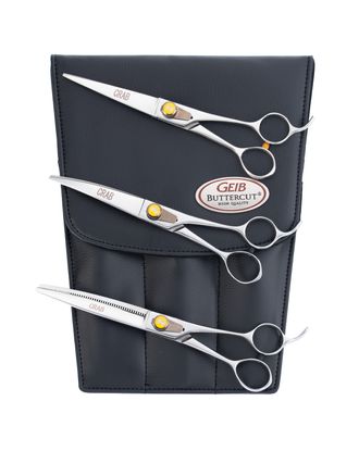 Geib Crab Scissors Set Level 2 7,5" - zestaw profesjonalnych nożyczek i degażówek z japońskiej stali nierdzewnej, 3 sztuki