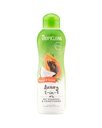 Tropiclean Papaya & Coconut 2w1 - owocowy szampon i odżywka w jednym dla psa i kota