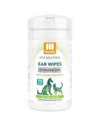 Nootie Ear Wipes Clean Deodorizes chusteczki do czyszczenia uszu dla psów kotów o zapachu ogórka melona