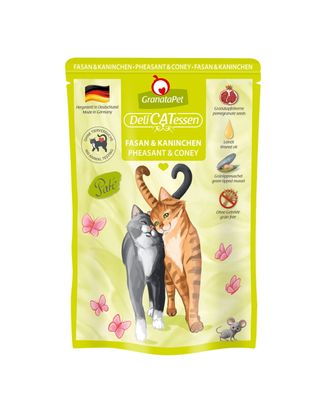 GranataPet DeliCatessen Pheasant & Coney - bezzbożowa mokra karma z bażantem i królikiem, saszetki dla kota - 85g